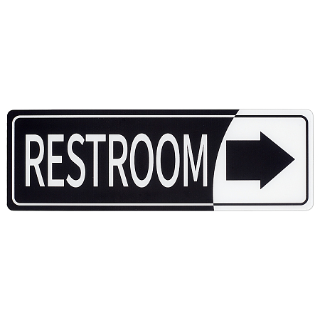 GORGECRAFT Acrylic Indicator, with Word Restroom, for Wall Door Accessories Sign, Rectangle, Black, 75x225x1.5mm