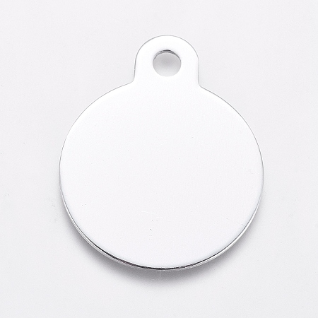 Honeyhandy Aluminum Pendants, Stamping Blank Tag, Flat Round, Silver, 31x25x1mm, Hole: 3mm