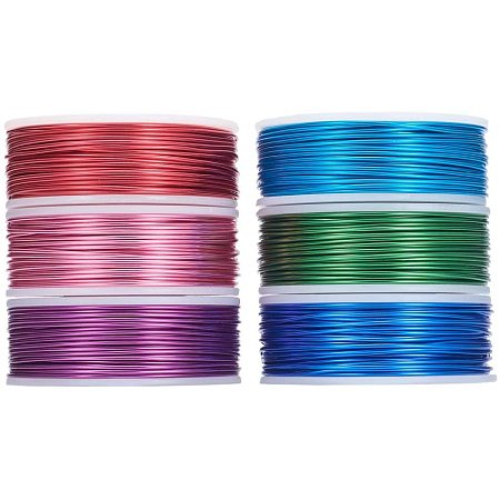 BENECREAT 6 Rolls 18 Gauge(1mm) Aluminum Wire 75FT(23m) Anodized Jewelry Craft Making Beading Floral Colored Aluminum Craft Wire - Vibrant Color