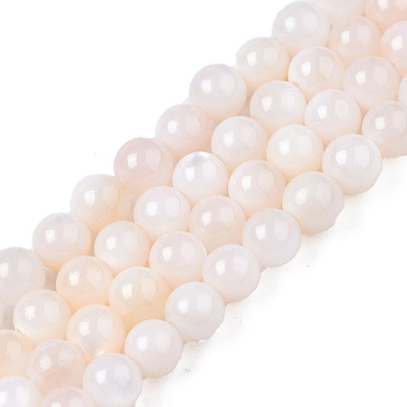 Honeyhandy Natural Freshwater Shell Beads Strands, Dyed, Round, Lavender Blush, 2.5mm, Hole: 0.5mm, about 122~136pcs/strand, 14.57 inch~15.63 inch(37cm~39.7cm)