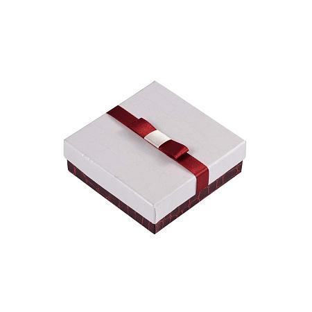 NBEADS 50PCS White Cardboard Square Jewelry Boxes Retail Boxes with Sponge and Ribbon, 9x9x3cm