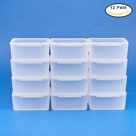 BENECREAT 12 Pack Square Frosted Clear Plastic Bead Storage Containers Box Case with Lids for Items, Pills, Herbs, Tiny Bead, Jewelry Findings, and Other Small Items - 2.56x2.56x1.18 Inches