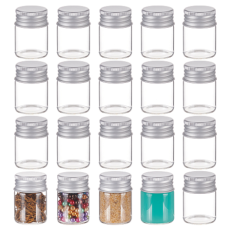 BENECREAT Glass Empty Cosmetic Containers, with Aluminum Screw Top Lids, Clear, 3x4.2cm, Inner Diameter: 2.1cm, Capacity: 15ml(0.51fl. oz)