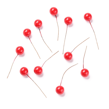 Honeyhandy Foam Artificial Christmas Berries with Branch, Simulation Fruit, for Christmas Tree, Home Decorations, Wedding, DIY Crafts, Red, 62~72x15mm, 195~200pcs/bag
