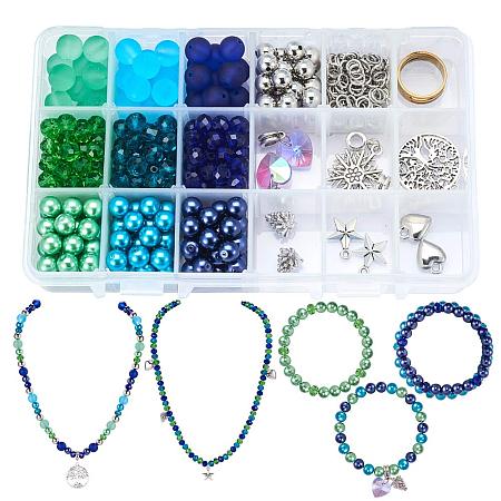 SUNNYCLUE 1 Box 450pcs Jewelry Making Starter Kit - Jewelry Making Supplies  for Adults and Women,Jewelry Findings & Beads Kit & Tools for DIY Necklace  Bracelet, Bluish Green 