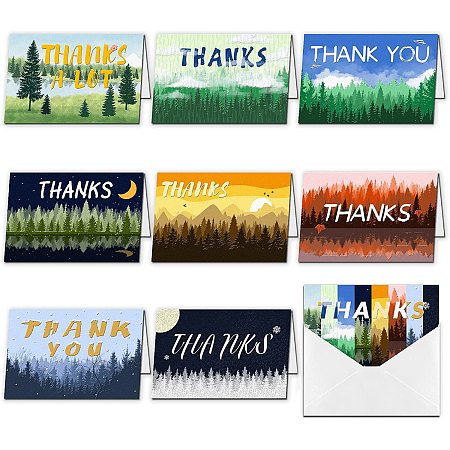 ARRICRAFT 9pcs Thank You Cards Four Seasons Forest Theme Greeting Cards with Envelopes for Wedding Bridal Shower Birthday Christmas Thanksgiving Day Invitation Cards