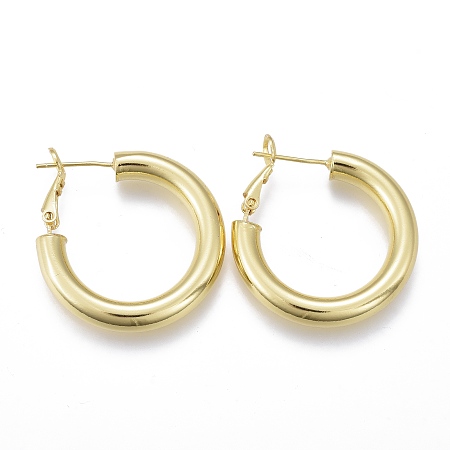 Honeyhandy Brass Hoop Earrings, Long-Lasting Plated, Ring, Real 18K Gold Plated, 29.5~30x5mm, Pin: 0.8mm