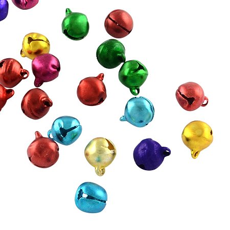 NBEADS 1000Pcs Aluminum Bell Charms, Mixed Color, 11x10x8.5mm, Hole: 2mm