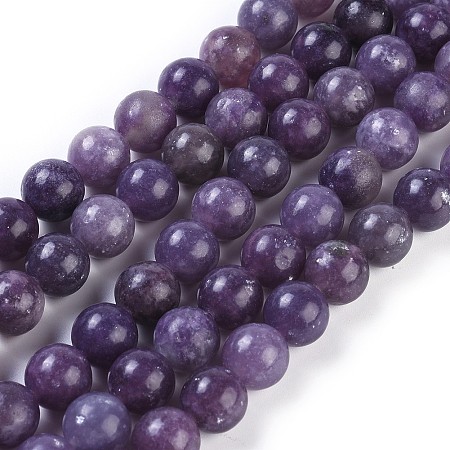 Honeyhandy Natural Lepidolite/Purple Mica Stone Beads Strands, Round, 10mm, Hole: 1.2mm, about 38pcs/strand, 15.16 inch(38.5cm)