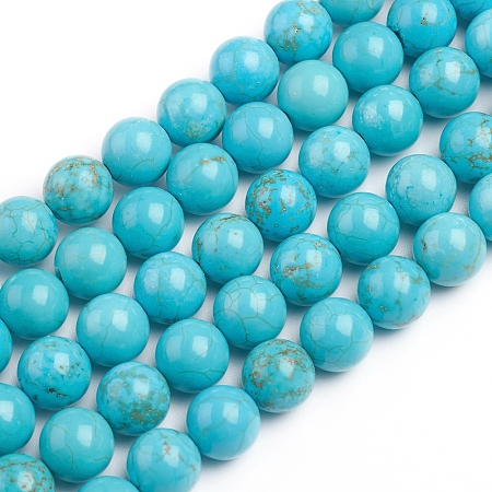 Honeyhandy Natural Howlite Beads Strands, Dyed & Heated, Round, 8.3~8.4mm, Hole: 1mm, about 48pcs/strand, 15.55 inch(39.5cm)