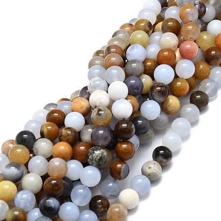 Honeyhandy Natural Chalcedony Beads Strands, Round, 8mm, Hole: 1mm, about 46pcs/strand, 15.55''(39.5cm)
