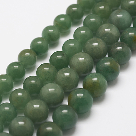 Honeyhandy Natural Green Aventurine Bead Strands, Round, 10~12mm, Hole: 1mm, about 33~40pcs/strand, 15.7 inch(40cm).