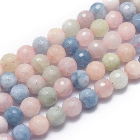 Arricraft Natural Morganite Beads Strands, Faceted, Round, 8mm, Hole: 1mm; about 49pcs/strand, 15.7 inches(40cm)