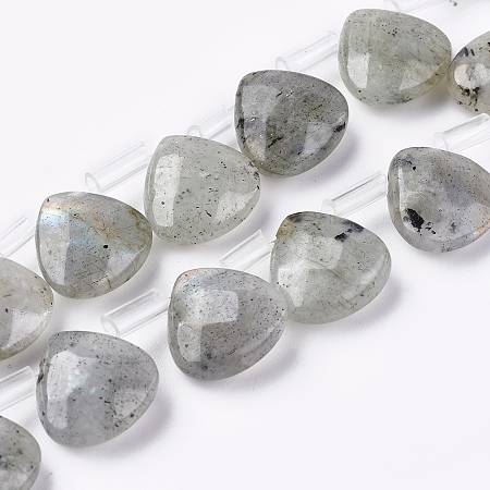 Honeyhandy Natural Labradorite Beads Strands, Top Drilled Beads, Faceted, Teardrop, 10~10.5x10~10.5x5mm, Hole: 0.6mm, about 39pcs/strand, 15.94 inch(40.5cm)