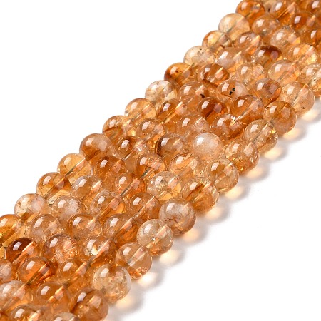 Honeyhandy Natural Citrine Bead Strands, Round, 10mm, Hole: 1mm, about 39pcs/strand, 15.08''(38.3cm)