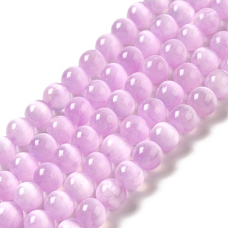 Honeyhandy Natural Selenite Beads Strands, Grade A, Dyed, Round, Plum, 8.5mm, Hole: 0.8mm, about 46pcs/strand, 15.35''(39cm)