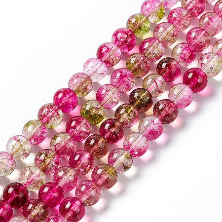 K9 Glass Imitation Cherry Quartz Beads Strand, Round, Deep Pink, 8~8.5mm, Hole: 1mm, about 51pcs/strand, 14.96 inch(38cm)