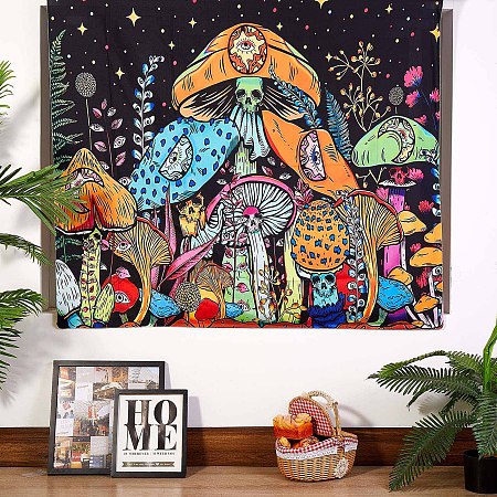 Honeyhandy Black Light Mushroom Eyeball Wall Tapestry, Vibrant Fantasy Plant Tapestry, for Party Wall, Bedroom, Living Room, Colorful, 51.2