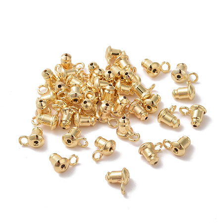 Honeyhandy Rack Plating Brass Ear Nuts, with Loop, Cadmium Free & Lead Free, Long-Lasting Plated, Real 18K Gold Plated, 5.8x7.2x4.4mm, Hole: 1.8mm