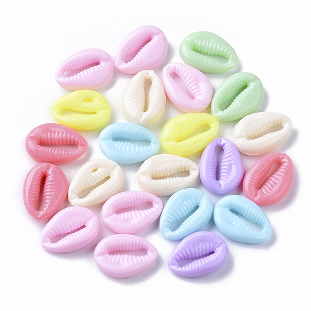 Arricraft Opaque Polystyrene(PS) Plastic Beads, Cowrie Shell Shape, Mixed Color, 17x12.5x4.5mm, about 1000pcs/500g