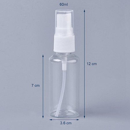 Arricraft Transparent Plastic Spray Bottle, Clear, 12x3.6cm; Capacity: 60ml