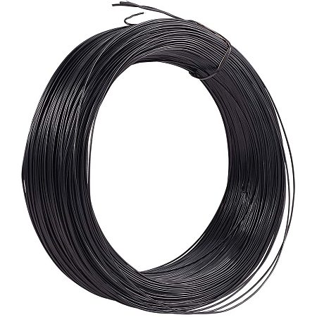 PandaHall Elite 600 Feet Garden Twist Ties 1mm Training Wire Black Metallic Twist Cable Cord Wire Ties Reusable Fastening for Party Candy Bags Garbage Bags
