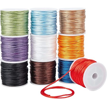 Pandahall Elite 10 Colors 1.5mm Satin Rattail Cord Nylon Cord String Silk  Cord for Friendship Bracelet, Chinese Knot, Macramé, Trim, Jewelry Making,  150m/164 Yards Totally 