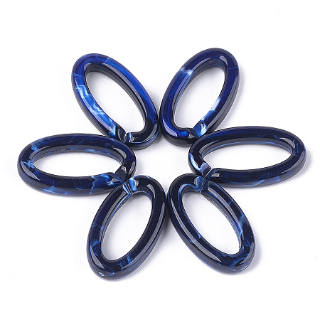 Honeyhandy Acrylic Linking Rings, Quick Link Connectors, For Jewelry Chains Making, Imitation Gemstone Style, Oval, Dark Blue, 35x19.5x6mm, Hole: 25.5x10mm, about 235pcs/500g
