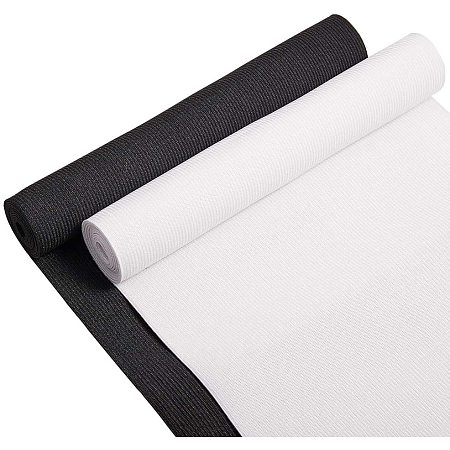 BENECREAT 8-Inch Wide by 2-Yard Flat Elastic Black and White Heavy Stretch Knit for Sewing Project