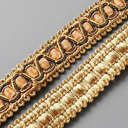 SUPERFINDINGS Polyester Braided Lace Trim, Garment Curtain Accessories, Gold, 3/4 inch(20mm), about 13.67 Yards(12.5m)/Card