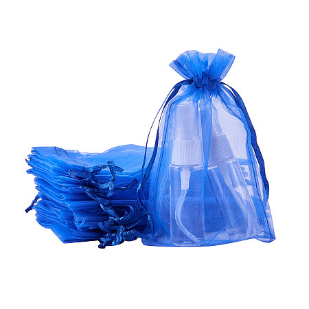 BENECREAT 100pcs 4 x 6 Inches Wide Satin Drawstring Organza Gift Bags Jewelry Pouches Wedding Festival Favor Bags Cosmetics, Perfume, Chocolate(DodgerBlue, H Shape)