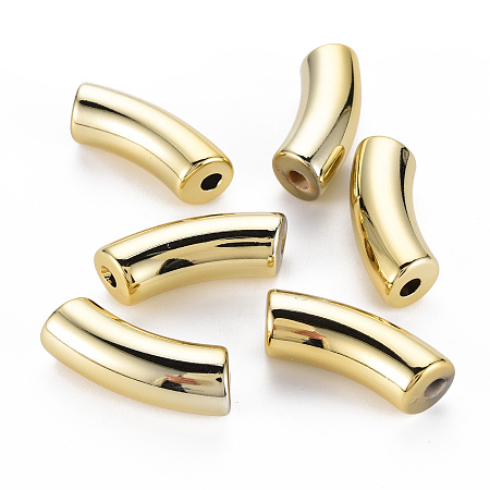 Honeyhandy UV Plating Acrylic Beads, Curved Tube, Gold, 33x8x10.5mm, Hole: 1.6mm