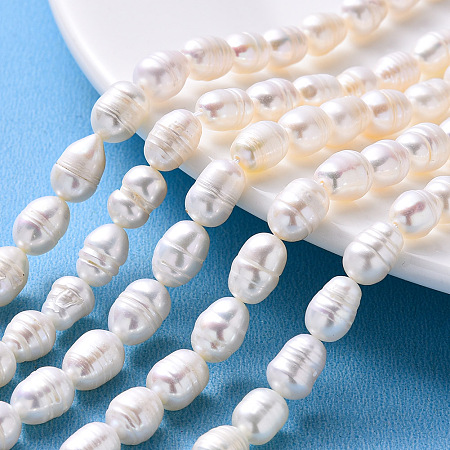 ARRICRAFT Natural Cultured Freshwater Pearl Beads Strands, Rice, Seashell Color, 9~10x7~8mm, Hole: 0.7mm, about 20~23pcs/Strand, 7.48 inches(19cm)