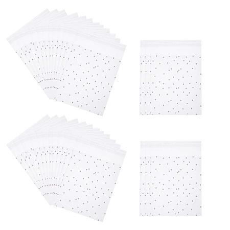 PandaHall Elite 200pcs White Polka Dot Clear Frosted Plastic Bags Resalable Cellophane with Adhesive for Beads, Jewelry Accessories, Presents Artworks Crafts Storage(5.5”x5.9”)