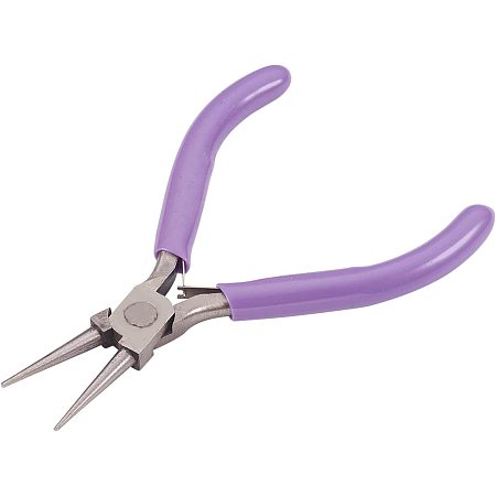 Beebeecraft Round Nose Pliers Carbon Steel Jewelry Making Tool for Craft Beading 120mm Length, Purple