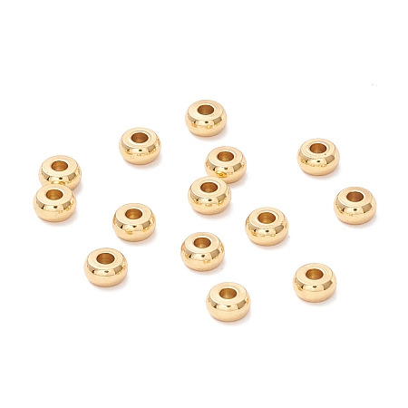 Honeyhandy 202 Stainless Steel Beads, Disc/Flat Round, Real 18K Gold Plated, 4x2mm, Hole: 1.5mm