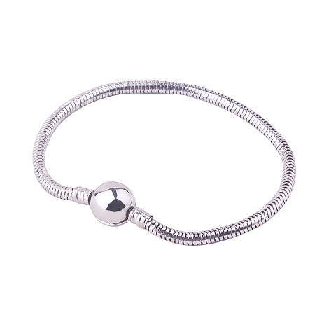 PandaHall Elite Length 20cm Charm Bracelet For Women Stainless Steel Snake Chain European Style Bracelets for Jewelry Making