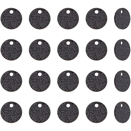 UNICRAFTALE About 50pcs 8mm Electrophoresis Black 304 Stainless Steel Textured Flat Round Pendants Smooth Dangle Pendant Blanks Blank Tag for Earring Bracelet Necklace