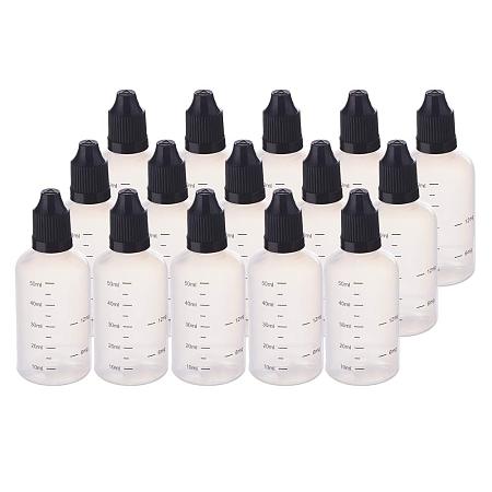 BENECREAT 18 Pack 1.7oz（50ml） Plastic Squeeze Dropper Bottle Thin Tip Bottle with Black Childproof Caps and Graduated Measurements for Liquids DIY Craft Work