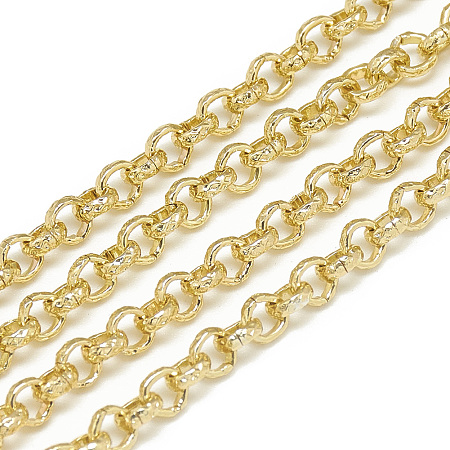 Honeyhandy Aluminum Rolo Chains, Belcher Chains, Textured, Unwelded, Pale Goldenrod, 3.6x1.4mm