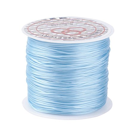 PandaHall Elite 1 Roll SkyBlue 0.8mm Elastic Stretch Polyester Threads Beading String Cord 60m per Roll for Jewelry Making Bracelets Necklace
