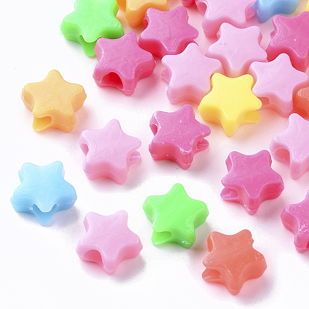 Arricraft Opaque Polystyrene Plastic Beads, Star, Mixed Color, 10x10.5x5mm, Hole: 3.5mm, about 3000pcs/50g
