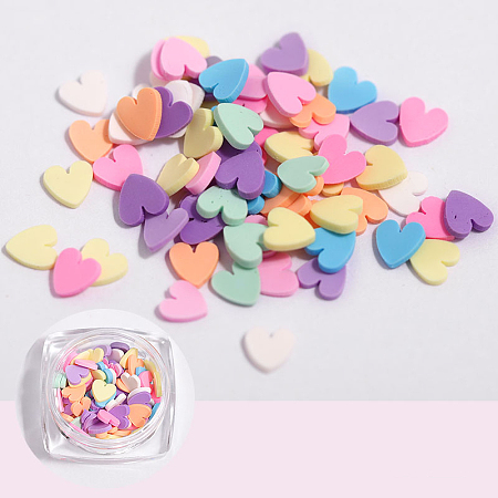 Honeyhandy Polymer Clay Nail Art Decoration Accessories, Heart, Mixed Color, about 100pcs/box