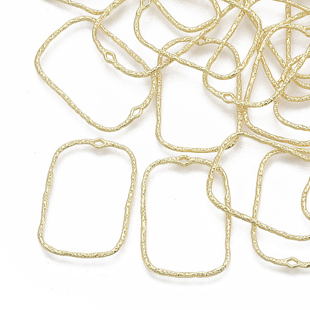 Honeyhandy Alloy Open Back Bezel Pendants, For DIY UV Resin, Epoxy Resin, Pressed Flower Jewelry, Rectangle, Light Gold, 33x23.5x1.5mm, Hole: 1.2mm