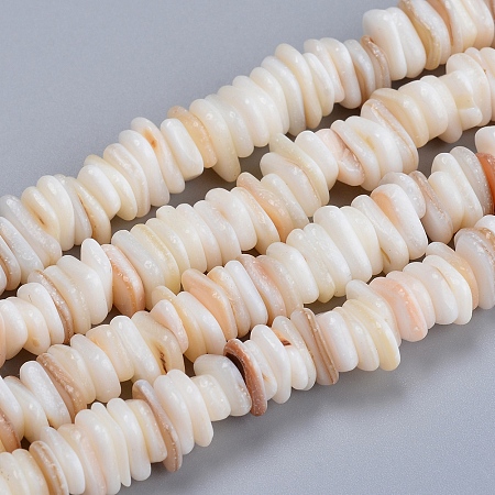 Honeyhandy Natural Freshwater Shell Beads Strands, Shell Shards, Chip, White, 6~10x5~7x1.5~2.5mm, Hole: 1.2mm, about 190pcs/strand, 15.75 inch(40cm)