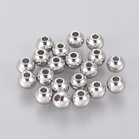 Honeyhandy 304 Stainless Steel Smooth Round Spacer Beads, Stainless Steel Color, 4x3mm, Hole: 1.2mm