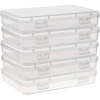BENECREAT 5 Packs 6x4.3x1 Rectangle Large Clear Plastic Box Containers with Double Buckles for Cards, Safety Pins, Beads and Other Craft Office Supplies