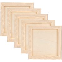 OLYCRAFT 10PCS Unfinished Wood Canvas Square Craft Frames Set Natural Wood DIY Photo Frame Wood Canvas Panel Boards for Tabletop Display and Crafts DIY Painting Projects