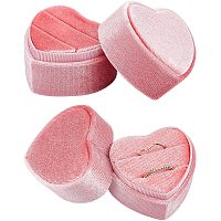 NBEADS 2 Pcs Velvet Ring Box, Heart Ring Storage Box Jewelry Boxes Earring Jewelry Case for Wedding Engagement Birthday and Anniversary, Pink