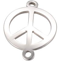 UNICRAFTALE 5 PCS Stainless Steel Peace Sign Links Flat Round Pendant 1.5mm Holes Linking Charms Hollow Charms Connectors for Jewelry Making Findings 22x16x1mm